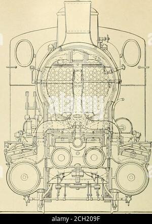 . Amerikanischer Ingenieur und Eisenbahn Zeitschrift . FOUH-ZYLINDER BALANCED COMPOUND LOCOMOTrVE-FRANKREICH. Ji.E. SÜDBAHN.! Wegen der geringeren Anzahl von Elementen, die vom Designer gewählt werden können, sind am wenigsten anpassungsfähig an die Realisierung der Bedingungen am meisten zur -besten Nutzung des Dampfes in allen Positionen des Rückwärtshebels. Die Verwendung von vier Unterscheidungsventilen, die von einem einzigen Umkehrgetriebe geregelt werden, erlauben es dem Abgesandten, in der größten Maßnahme, unter den oben angegebenen Meansover, diejenigen zu wählen, die ihm am besten zur Regulierung der Umfahrungsphasen erscheinen. Aber wenn in dieser Regula Stockfoto