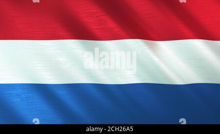 Die winkende Flagge der Niederlande. Hochwertige 3D-Illustration. Perfekt für Nachrichten, Reportagen, Events. Stockfoto