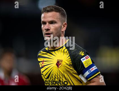 Watford, Großbritannien. September 2020. Tom Cleverley von Watford während des Sky Bet Championship-Spiels zwischen Watford und Middlesbrough in Vicarage Road, Watford, England am 11. September 2020. Foto von Andy Rowland. Kredit: Prime Media Images/Alamy Live Nachrichten Stockfoto