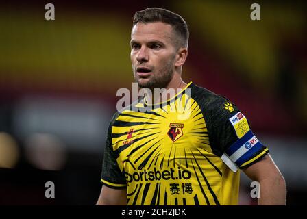 Watford, Großbritannien. September 2020. Tom Cleverley von Watford während des Sky Bet Championship-Spiels zwischen Watford und Middlesbrough in Vicarage Road, Watford, England am 11. September 2020. Foto von Andy Rowland. Kredit: Prime Media Images/Alamy Live Nachrichten Stockfoto