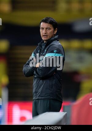 Watford, Großbritannien. September 2020. Watford-Manager Vladimir Ivic beim Sky Bet Championship-Spiel zwischen Watford und Middlesbrough in der Vicarage Road, Watford, England am 11. September 2020. Foto von Andy Rowland. Kredit: Prime Media Images/Alamy Live Nachrichten Stockfoto