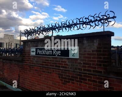 Peckham Rye Bahnhof, Detail Stockfoto