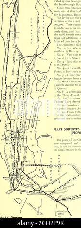 . Die Straßenbahn Zeitschrift . April 1905.] STREET RAILWAY JOURNAL. w CI zu &gt; n a WTN&gt; dw M 0 w&gt; M &gt; HX W •z w o w HDW O - &gt;D O m W o td►. Aus Manhattan ist das Unternehmen auch bereit, das Ele-Vated-System der Manhattan Railway Company zu erweitern und zu erweitern, das jetzt von der Interborough Rapid Transit Company angemietet wird. Da diese Vorschläge dem Vorstand unterbreitet wurden, hat der Ausschuss für Pläne und Verträge dieser Behörde über Routen und Pläne berichtet, die für Manhattan, Bronx und Brooklyn Boroughs als zweckmäßig erachtet werden. In diesem Bericht heißt es: Bei der Auslegung des derzeitigen U-Bahnsystems war das Board Stockfoto