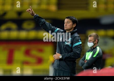 Watford, Großbritannien. September 2020. Watford-Manager Vladimir Ivic beim Sky Bet Championship-Spiel zwischen Watford und Middlesbrough in der Vicarage Road, Watford, England am 11. September 2020. Foto von Andy Rowland. Kredit: Prime Media Images/Alamy Live Nachrichten Stockfoto