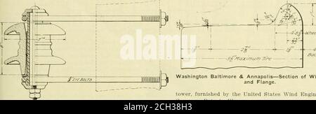 . Elektrische Eisenbahn Überprüfung . Washington Baltimore & Annapolis - Track Abschnitt in Brick gepflasterten Straße. Allgemeine Bodenmaße sind 256 Fuß 8 Zoll auf 83 Fuß 8 durch die Transformatoren und anderswo in den Geschäften. Zoll. Das Gebäude ist durch eine Längswand in die Notwasserversorgung durch einen Tank auf einem hohen Stahl unterteilt. Wfree/ Got/ge - 4-si - 3acAroSc/c/c Washington Baltimore & Annapolis - Abschnitt von Rad Tread und Flansch. Turm, von der United States Wind Engine & PumpCompany eingerichtet. Ratavia. 111. Washington Baltimore & Annapolis - Strain Insulator. Zwei Buchten. Eine Bucht ist unterteilt Stockfoto