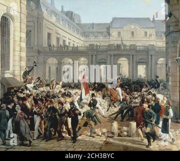 Vernet Emile Jean Horace - der Herzog von Orleans verlässt das Palais Royal, um zum Rathaus zu gelangen. Juli 31 1830 - Französische Schule - 19. Und Anfang des 20. Jahrhunderts Stockfoto