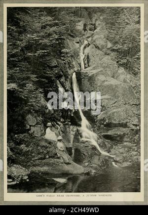 . Die White Mountains von New Hampshire: Im Herzen des Landes Spielplatz. Die Gipfel 3.15 von Madison, Adams, Jefferson, Clay, Washing-Ton, Monroe, Franklin, Pleasant und Clinton wurden kreuzweise und ein Stop von etwa einer halben Stunde wurde am Tip-TopHouse auf dem Gipfel des Mt gemacht. Washington, wo sie mit dem blauen Atlantik auf der einen Seite und dem Dominion Kanadas auf der anderen Seite das Mittagessen mit der nur Bergsteigern und Seglern bekannten Zeste genossen. Wenn alle anderen Formen der Outdoor-Genuss Stockfoto