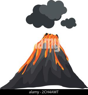 Symbol für rauchenden Vulkan. Cartoon des Rauchens Eruption Vulkan Vektor-Symbol für Web-Design isoliert auf weißem Hintergrund Stock Vektor