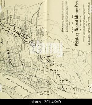 . Belagerung und Verteidigung von Vicksburg und der Vicksburg National Military Park . Die Brigade hielt das Recht der Division Investment-Linie, seine rechte Verbindung mit der linken Steeles Division, und in Verbindung mit der dritten Brigade, begann die Annäherung bekannt als Licht-Verbrennungen an die Konföderierten Stockade westlich der redan auf der Straße Friedhof. Es war in der Arbeit der Belagerung bis zum 22. Juni 1863, als es auf der Außenlinie zu Bear Creek marschierte engagiert.Opfer: In der Verlobung bei Jackson, Mai 14, getötet 4, verwundeten 9, insgesamt 13; in Gefechten um Vicksburg, getötet 1, verwundet 13, vermisst 2, tot Stockfoto