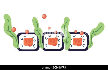 Sushi-Ikone der japanischen Küche, flache Vektor. Stock Vektor