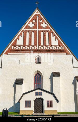 Fassade der Kathedrale von Porvoo, Finnland Stockfoto