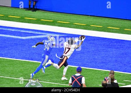 Detroit, USA. September 2020. DETROIT, MI - SEPTEMBER 13: Während des NFL-Spiels zwischen Chicago Bears und Detroit Lions am 13. September 2020 im Ford Field in Detroit, MI (Foto von Allan Dranberg/Cal Sport Media) Credit: CAL Sport Media/Alamy Live News Stockfoto