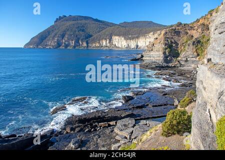 Die Fossilien Klippen und Bischof und Clerk auf Maria Island Stockfoto