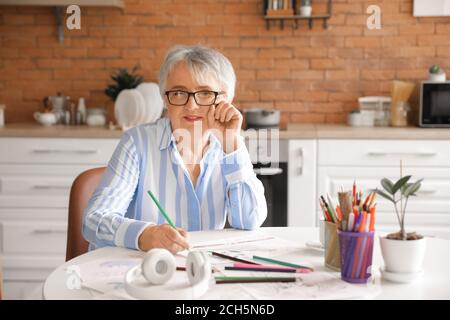 Senior Frau Bild in der Küche Stockfoto