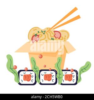 Japanisches Restaurant Icon-Menü oder Logo mit Sushi. Stock Vektor