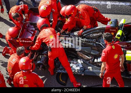 Motor des Scuderia Ferrari SF1000, mechanische Details während der Formel 1 Pirelli Gran Premio della Toscana Ferrari 1000, 2020 Tuscan Grand Prix, Stockfoto