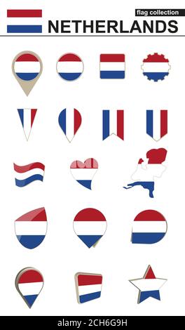 Niederlande Flag Collection. Großes Set für Design. Vektorgrafik. Stock Vektor