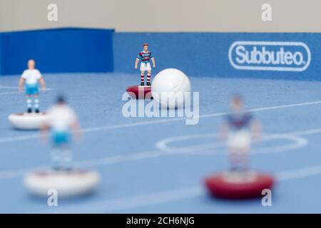 Subbuteo Inddor Edition, das Tischfußballspiel. Stockfoto