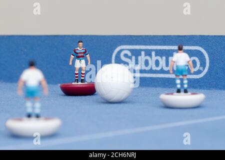 Subbuteo Inddor Edition, das Tischfußballspiel. Stockfoto