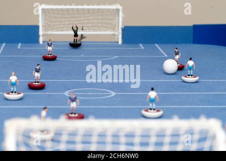 Subbuteo Inddor Edition, das Tischfußballspiel. Stockfoto