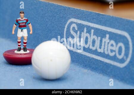 Subbuteo Inddor Edition, das Tischfußballspiel. Stockfoto