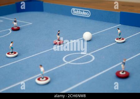 Subbuteo Inddor Edition, das Tischfußballspiel. Stockfoto