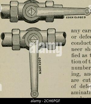 . Überarbeitete und erweiterte Ed. Der Wissenschaft der Eisenbahn . hen signalisiert werden, appj^ die Bremsen.Wenn der Zug Luftsignal verwendet werden soll, sollte das Signal der Ingenieur, die Bremsen zu betätigen, durch das Luftsignal aus dem Hinterwagen des Zuges gegeben werden. Wenn er dies getan hat, werden die Bremsen jedes Autos untersucht, um zu sehen, ob sie richtig betätigt werden. Wenn dies feststeht, wird der Techniker an releasethe Brakes gemeldet. Die Bremsen der einzelnen Fahrzeuge sollten daraufhin überprüft werden, ob sie gelöst sind. Thelonger die Bremsen können links betätigt werden, es sollte daran erinnert werden, desto gründlicher Wil Stockfoto