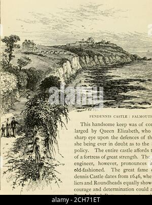 . Ein illustrierter und anschaulicher Führer zu den großen Eisenbahnen von England und ihre Verbindungen mit dem Kontinent . Osses. Der Einfluss Elisabeths im Westen erstreckte sich sogar auf die Scilly Isles, wo die berühmten Initialen E. R. noch über dem Tor des Star Castle, St. Marys Island, zu sehen sind. 191 «?^ ^- SCHLOSS PENDENNIS: FALMOUTH. Falmouth ist ein bequemer Punkt als Penzance, von wo aus man den Lizard Point besuchen kann. Aber ob der Besucher in die eine oder andere Stadt geht, Helstone muss durchquert werden, um das südlichste Land in ganz England zu erreichen. Es ist Falmouth auch, dass die Touristen Stockfoto