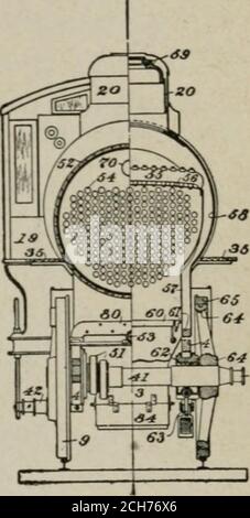 . Revidierte und erweiterte Aufl. der Wissenschaft der Eisenbahn . Unterstützung des vorderen Endes des Lokomotiven. BESCHREIBUNG DER LOKOMOTIVE. 67 die letzteren sind meist kleiner als die des Ersteren. Von Zügen, die im Vorortdienst eingesetzt werden, ist es erforderlich, dass sie schnell anhalten und starten können. Dazu muss die Lokomotive mehr als die übliche Anheftung des Klebegewichts sein Verrutschen entlüften, und die Hauptventile müssen so konstruiert sein, dass sie schnell Dampf in die Zylinder einlassen und daraus ablassen. Die Geschwindigkeit ist abhängig von der Geschwindigkeit der Kolben.Dies wird durch Multiplizität von reci erreicht Stockfoto