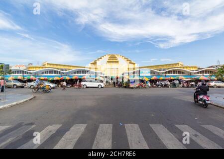 Der beeindruckende Central Market im Art-Deco-Stil in Phnom Penh Stockfoto