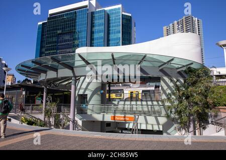 Parramatta Bus- und Bahnhofsverbindungen in Western Sydney, NSW, Australien Stockfoto