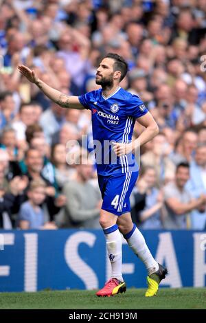 Francesc Fabregas von Chelsea feiert sein erstes Tor des Spiels während des Spiels der Barclays Premier League in Stamford Bridge, London. Stockfoto