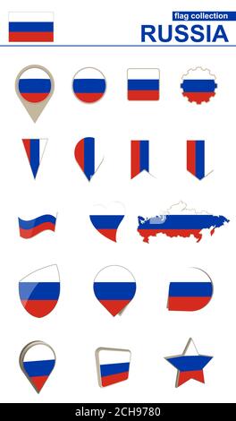 Sammlung Der Russischen Flagge. Großes Set für Design. Vektorgrafik. Stock Vektor