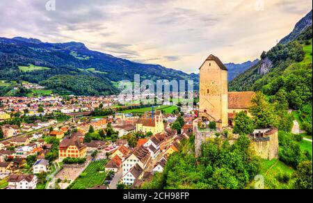 Sargans Schloss in der Schweiz Stockfoto