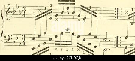 . Die eklektische Klavierforte-Schule : arrangiert aus den Werken der besten europäischen Komponisten, nämlich Cramer, Clementi, Herz, Hunten, Beyer, Burgmuller, Czerny, Bertini, Moscheles, Diabelli, Kalkbrenner, A. Schmitt, Wallace, Rosellen, &c., mit einer Auswahl von populären amerikanischen Autoren : Das ganze bilden einen elementaren und progressiven Kurs von Anweisungen mit Skalen, Übungen und Stücke sorgfältig gefingert nach der neuesten und am meisten anerkannten Methode . =^ ^ TASTE VON E# oder D£^.. X x  =t Stockfoto