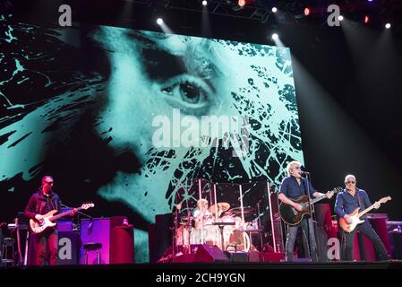 The Who treten live auf der Bühne des Isle of Wight Festivals, Seaclose Park, Newport, auf der Isle of Wight. Stockfoto