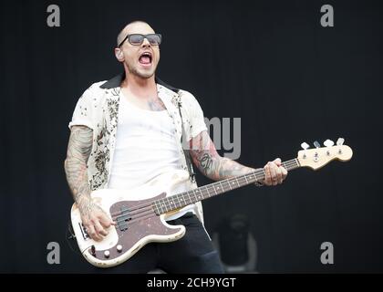 Matt Willis aus Busted spielt live beim Isle of Wight Festival, Seaclose Park, Newport, Isle of Wight. Stockfoto