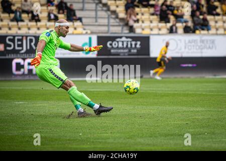 Horsens, Dänemark. September 2020. Torwart Matej Delac von AC Horsens gesehen während der 3F Superliga Spiel zwischen AC Horsens und Randers FC in der Casa Arena in Horsens. (Foto Kredit: Gonzales Foto/Alamy Live News Stockfoto