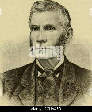 . Geschichte der Grafschaften Wayne, Pike und Monroe, Pennsylvania. Die Beziehungen zwischen dem LackawannaValley und dem Seeboard wurden durch das Leasing der Morris und Essex Railroad noch intimer. MONROE COUNTY. 1033 Isaac Trisbaugh Puterbaugh, der seit über vierzig Jahren mit dem Management der Delaware, Lackawanna und Western Railroad identifiziert und offiziell damit verbunden ist, wurde in Nescopeck Township, Luzerne County, Pa, geboren., 22. Dezember 1822. Seine frühen Möglichkeiten für Buchkenntniswissen waren sehr begrenzt und auf die Fachschule beschränkt. Im Alter von zehn Jahren ging er zu l Stockfoto