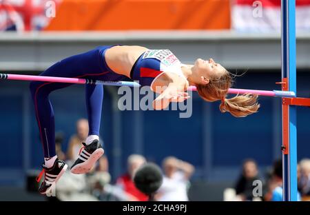 Großbritanniens Isobel Pooley in Aktion im Hochsprung am ersten Tag der Europameisterschaft 2016 im Olympiastadion in Amsterdam. Stockfoto