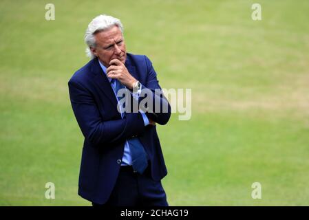 Ehemaliger Wimbledon-Champion Bjorn Borg am 11. Tag der Wimbledon-Meisterschaften beim All England Lawn Tennis und Croquet Club in Wimbledon. Stockfoto