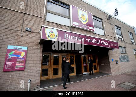 Eintritt zum Bob Lord Stand bei Turf Moor Stockfoto