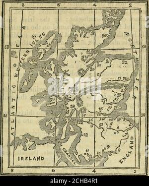 . Eine Einführung in die Geographie, alte moderne und heilige, mit einem Umriss der alten Geschichte. rce, und Reichtum. Greenock ist der wichtigste Seehafen Schottlands. Paisley ist bekannt für seine umfangreiche Herstellung von Baumwolle und ausgefallenen Waren. Aberdeen, am Mundof the Dee, ist die wichtigste Stadt im Norden Schottlands.Perth ist eine große, schöne und blühende Stadt. Dun-dee, an der Frith von Tay, ist ein großer und geräumiger Seehafen, mit einem ausgedehnten und blühenden Handel. Schottland hat fünf Universitäten – Edinburgh, Glasgow, New Aberdeen, Old Aberdeen und St. Andrews. Antiquitäten und Kuriositäten. – Th Stockfoto