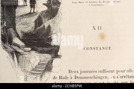 . L'été à Bade . COKSTÀINCK. - . Deux journées suffisent pour allerde Bade à Donaueschingen, en sarrêtantchaque fois quon y est imite par lescuriosités du pays, et en se(détournant, lorsquil le faut, pour vi-siter les endroits intéressants situés dans les environs de la routeparcourue. Le Premier jour on sarrête à Windeck, à Sasbach,au Mummelsée, où lon ne fera que de courtes Stations, et auxcaskades dAllerheiligen, qui demandent plus de temps ; On peutdans la même journée voir le Kniebis et passer la nuit, soit dansune des petites hôtelleries thermales qui avoisinent cette mon- m LÉTÉ A BA Stockfoto