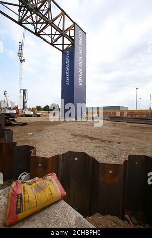 Bauarbeiten an der White Hart Lane. Stockfoto