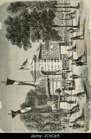 . Les merveilles du nouveau Paris-- . al, aux Champs-Elysées, est très-curieux à visiter : M. le colonel Langlois y représente nosgrands épisodes militaires. (F. Seite 251.) Le Théâtre Séraphin fait les délices des petits enfants. Ony montre la classique ombre chinoise et lon y donne despièces jouées par des marionnetes que quelques comiquesdu Palais-Royal et des Variétés ne dédaignent pas dimiterdans certains rôles1. ÉTABLISSEMENTS TAUCHER. Imprimerie impériale. - Les Gobelins. École militaire. - Musées duLouvre, du Luxembourg, des Thermes et de Cluny, dartillerie. Parmi les établissements p Stockfoto