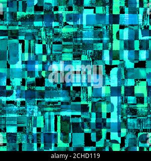Abstrakte Grunge Kreuz geometrischen Formen zeitgenössische Kunst multicolor nahtlose Muster Hintergrund. Aquarell Hand gezeichnet bunte Pinselstriche Textur. Stockfoto