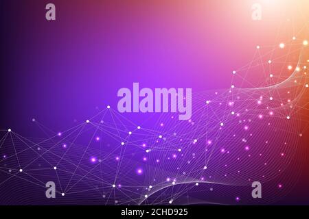 Globales Netzwerk Verbindung Konzept. Grosse Daten Visualisierung. Soziales Netzwerk Kommunikation in der globalen Computernetze. Internet Technologie. Geschäft Stockfoto