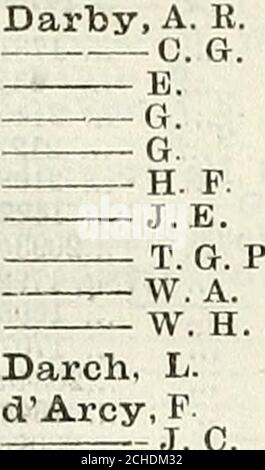 . Liste der Streitkräfte . •DANKS, R. M DANN, A. B C. F H.C.B. H.J S. S. S. W. H. W. R. H. Danaey, P. H. Dansey-Browning Danson, B. T Danter, P. W. Dantra.S.H Dan vers, F. B. C. D. dApice, J. E. F. Darbishire, 0. H. R.N.. DARCY, J- I- L. K.. N J. W. J. M. M. D. DARE, C J. .. W. H. W. R. DARELL, B. M. – G. M. L. B. H. M. R. D. B. W. H.V. Darell-Brown, H.:Dargan, W. L. Dark, A. S B. F ... 1991... 2138...2009c... 1947...145101... 2139...1392A... 20&lt;ll ... 907...1964a... 2132... 1969... 85a ... 1960...1864a... 2140... 2100...2088a... 545... 27... 2080... 2021... 1202...2009c... 1914... 1960... 488...2088n... 5 Stockfoto