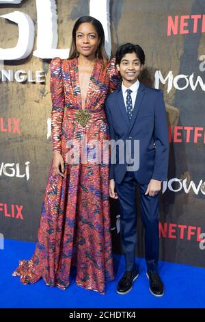 Naomie Harris und Rohan Chand kommen zur Premiere von Mowgli: Legend of the Jungle im Curzon Mayfair Stockfoto
